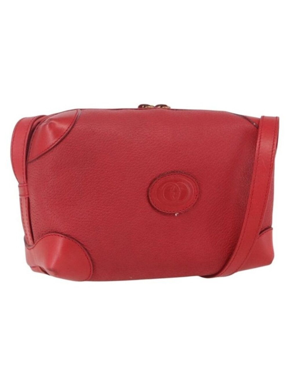 Authentic GUCCI Shoulder Bag Leather Red Gold